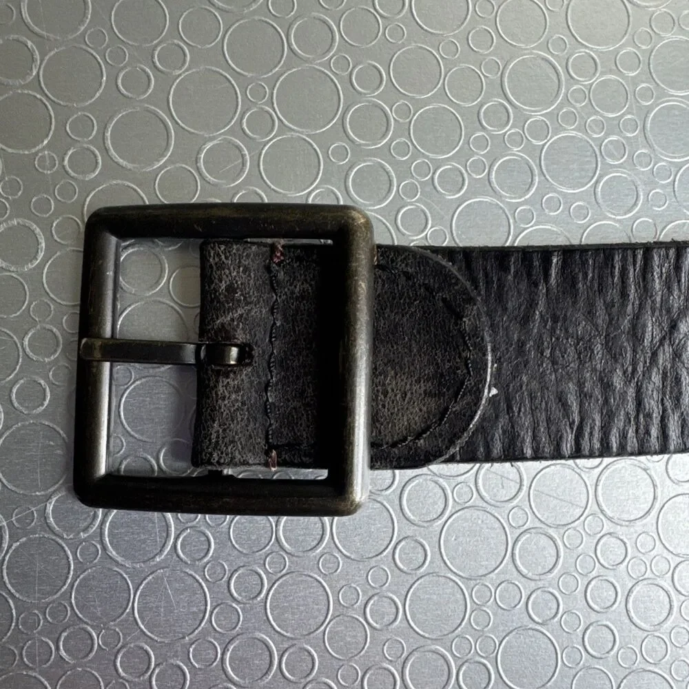 American Eagle Mens Rugged Brown Leather Reversible Belt 44 Eagle Logo Y2K